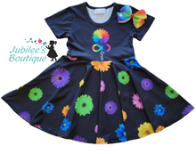 Load image into Gallery viewer, Rainbow Daisy Twirl Dress

