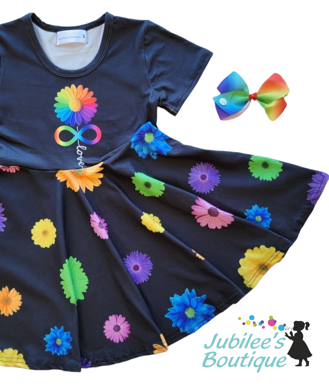 Rainbow Daisy Twirl Dress