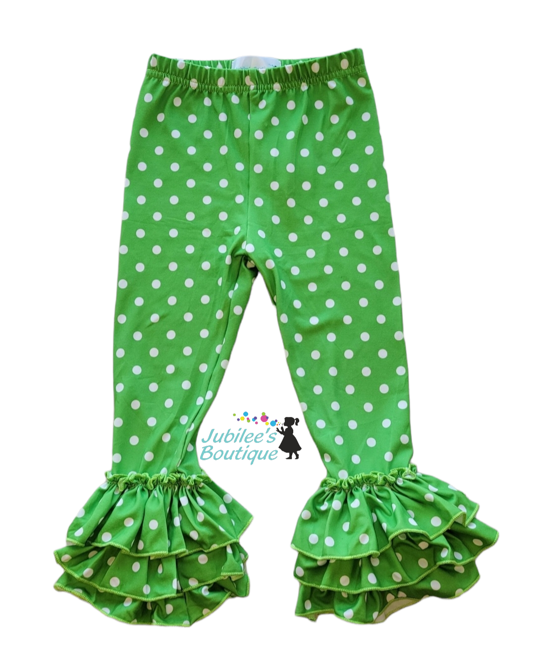 Green Polka Dot Ruffle Pants